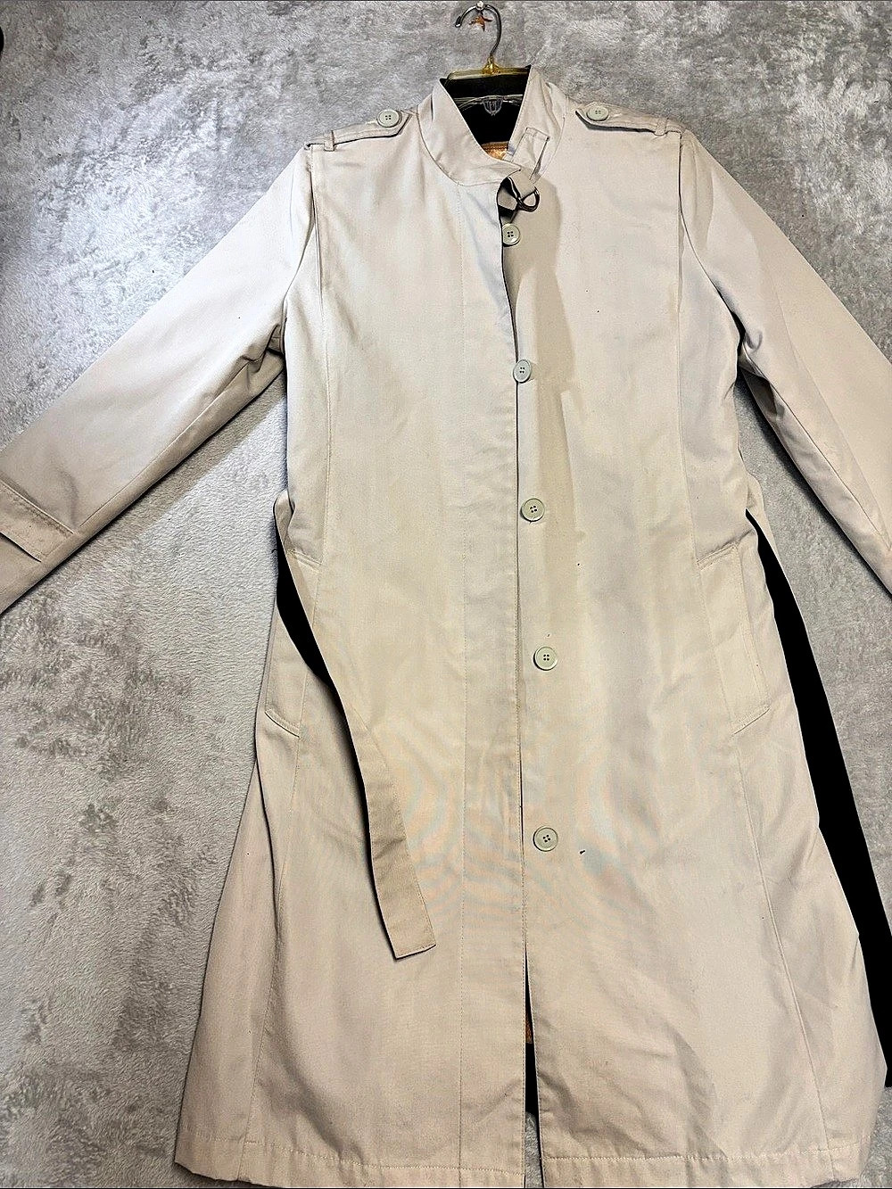 Misty Harbor Wool Blend Trench Coat in Beige Size 8